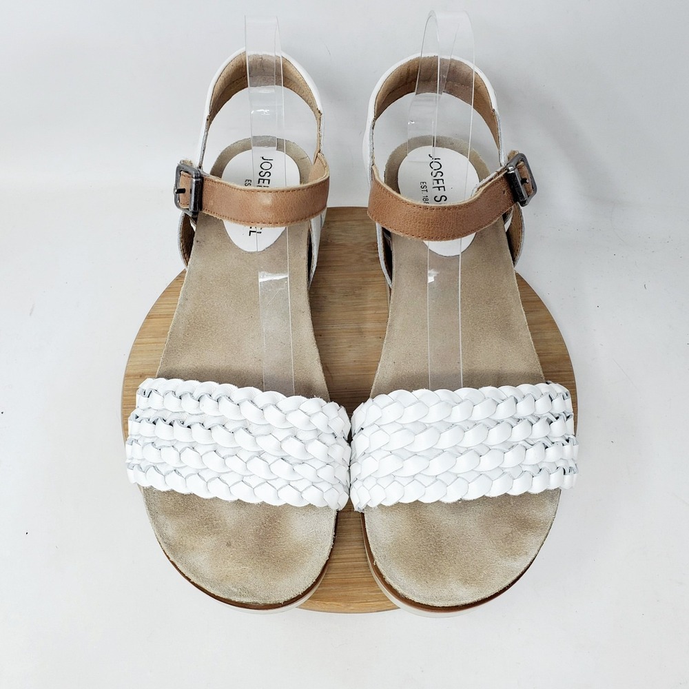 Josef Seibel Clea 16 Sandals Womens 41 White Leather Platform Straps Chunky Shoe - Picture 4 of 13